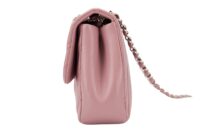 0158. Chanel Double Stitch Single Flap Chevron, Pink Lambskin Leather, Silver Hardware5