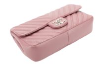 0158. Chanel Double Stitch Single Flap Chevron, Pink Lambskin Leather, Silver Hardware7