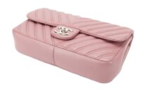 0158. Chanel Double Stitch Single Flap Chevron, Pink Lambskin Leather, Silver Hardware8