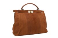 0167. Fendi, Cinnamon Brown Python Peekaboo, Top Handle, Gold Hardware1