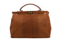 0167. Fendi, Cinnamon Brown Python Peekaboo, Top Handle, Gold Hardware4