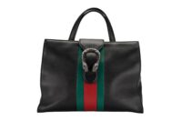 108. Gucci Dionysus Web Stripe, Black Leather, Silver Hardware1