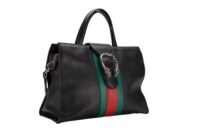 108. Gucci Dionysus Web Stripe, Black Leather, Silver Hardware2