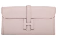 110. Hermes Jige Leather Clutch, Pale Pink2