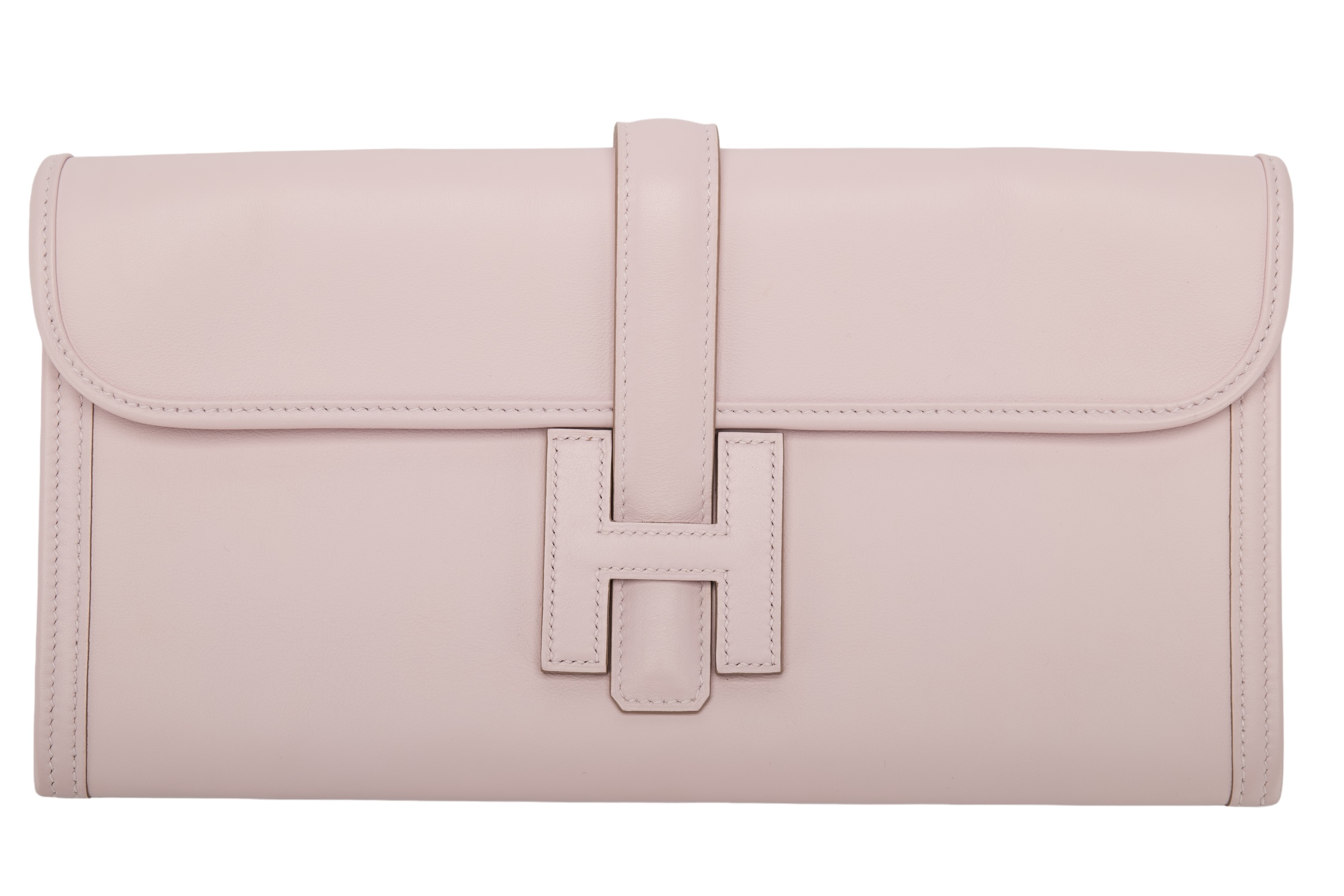 Hermes Jige Leather Clutch Pale Pink Love Pre Love