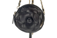 112. Chanel Camillia Clutch, Black Leather Crossbody, Gold Hardware3