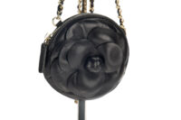 112. Chanel Camillia Clutch, Black Leather Crossbody, Gold Hardware4