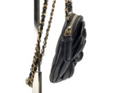 112. Chanel Camillia Clutch, Black Leather Crossbody, Gold Hardware5