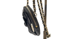 112. Chanel Camillia Clutch, Black Leather Crossbody, Gold Hardware6