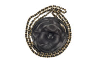 112. Chanel Camillia Clutch, Black Leather Crossbody, Gold Hardware9