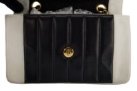 126. Chanel Black, White Vintage Mademoiselle Single Flap, Gold Hardware16