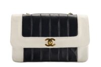 126. Chanel Black, White Vintage Mademoiselle Single Flap, Gold Hardware2