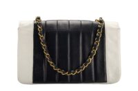 126. Chanel Black, White Vintage Mademoiselle Single Flap, Gold Hardware5