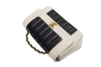 126. Chanel Black, White Vintage Mademoiselle Single Flap, Gold Hardware7