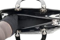 130. Lady Dior, Black Patent Leather, Large, Silver Hardware14