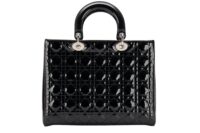 130. Lady Dior, Black Patent Leather, Large, Silver Hardware3.5