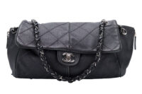 87. Chanel Leather Handbag, Black, Silver Hardware13