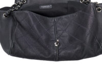 87. Chanel Leather Handbag, Black, Silver Hardware15
