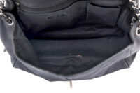 87. Chanel Leather Handbag, Black, Silver Hardware16