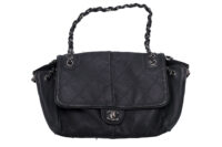 87. Chanel Leather Handbag, Black, Silver Hardware17