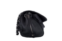 87. Chanel Leather Handbag, Black, Silver Hardware4