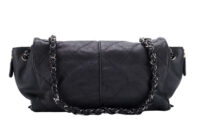 87. Chanel Leather Handbag, Black, Silver Hardware5