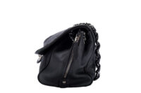 87. Chanel Leather Handbag, Black, Silver Hardware6