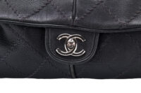 87. Chanel Leather Handbag, Black, Silver Hardware7