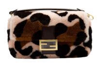 89. Fendi Baguette, Mongolian Lamb, Brown:Pink, Gold Hardware1