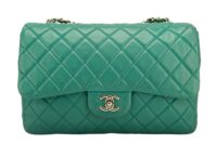 0180. Chanel Classic Single Flap, Green Lambskin Leather, Gold Hardware1