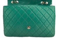 0180. Chanel Classic Single Flap, Green Lambskin Leather, Gold Hardware10
