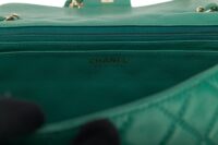 0180. Chanel Classic Single Flap, Green Lambskin Leather, Gold Hardware12