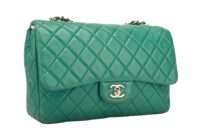 0180. Chanel Classic Single Flap, Green Lambskin Leather, Gold Hardware2