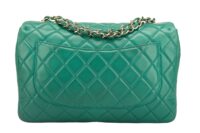 0180. Chanel Classic Single Flap, Green Lambskin Leather, Gold Hardware4