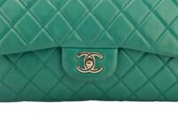 0180. Chanel Classic Single Flap, Green Lambskin Leather, Gold Hardware6