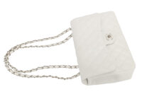0187. Chanel, Timeless Classique, White, Leather, Crossbody Bag, Silver Hardware10