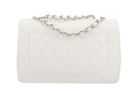 0187. Chanel, Timeless Classique, White, Leather, Crossbody Bag, Silver Hardware5