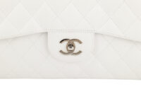 0187. Chanel, Timeless Classique, White, Leather, Crossbody Bag, Silver Hardware7