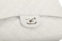 0187. Chanel, Timeless Classique, White, Leather, Crossbody Bag, Silver Hardware8