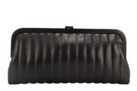 0188. Chanel Mademoiselle Black Leather Clutch, Silver Hardware4