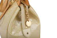 0195. Louis Vuitton Beige Brea Patent Leather Handbag, Gold Hardware