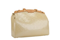 0195. Louis Vuitton Beige Brea Patent Leather Handbag, Gold Hardware