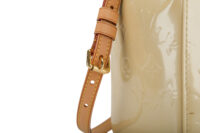0195. Louis Vuitton Beige Brea Patent Leather Handbag, Gold Hardware