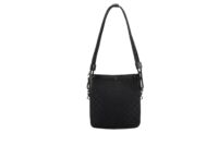 0221. Gucci GG Canvas Braided Shoulder Bag, Black, Silver Hardware1