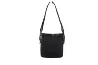 0221. Gucci GG Canvas Braided Shoulder Bag, Black, Silver Hardware5
