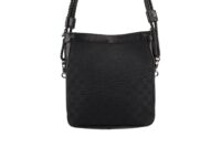 0221. Gucci GG Canvas Braided Shoulder Bag, Black, Silver Hardware6