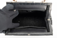 0224. Gucci Black Crocodile, Bamboo Top Handle Frame Bag, Silver Hardware1
