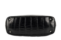 0224. Gucci Black Crocodile, Bamboo Top Handle Frame Bag, Silver Hardware10
