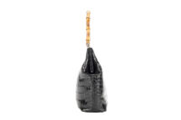 0224. Gucci Black Crocodile, Bamboo Top Handle Frame Bag, Silver Hardware5