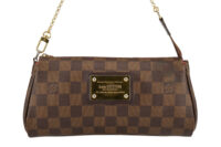 0225. Louis Vuitton Damier Ebene, Eva Clutch, Gold Hardware6